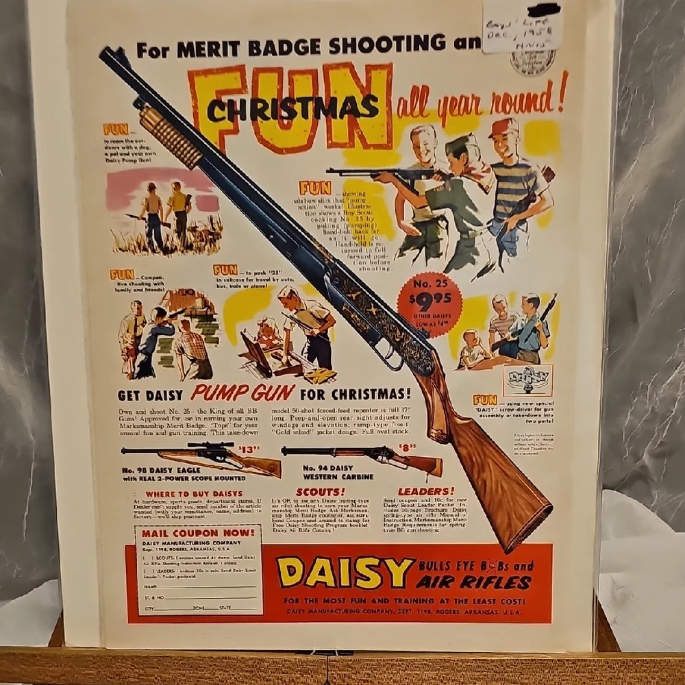 Daisy Christmas Air Rifle Poster with Vibrant Colors 1958